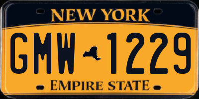 NY license plate GMW1229