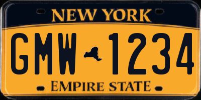 NY license plate GMW1234