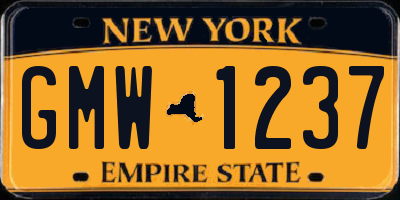 NY license plate GMW1237