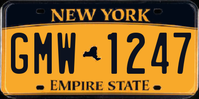 NY license plate GMW1247