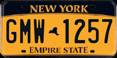 NY license plate GMW1257