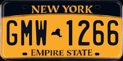 NY license plate GMW1266