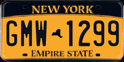 NY license plate GMW1299