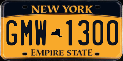 NY license plate GMW1300