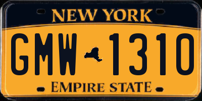 NY license plate GMW1310