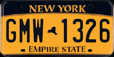 NY license plate GMW1326