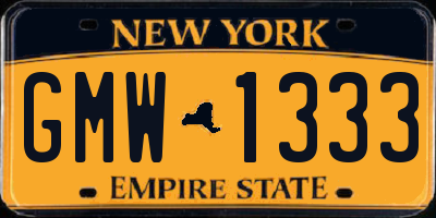 NY license plate GMW1333