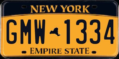 NY license plate GMW1334