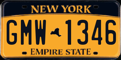 NY license plate GMW1346