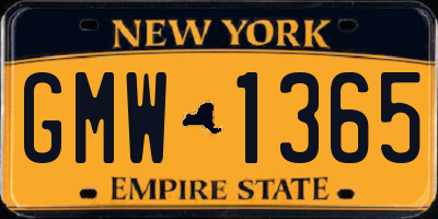 NY license plate GMW1365