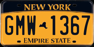NY license plate GMW1367