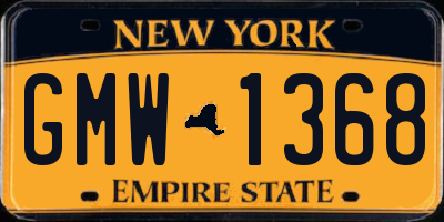 NY license plate GMW1368