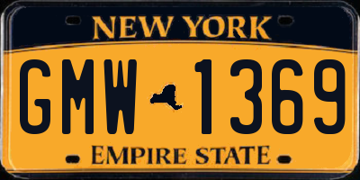 NY license plate GMW1369