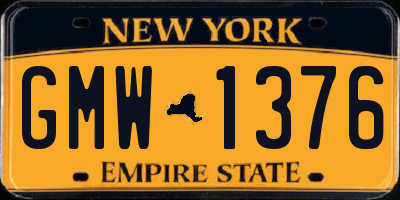 NY license plate GMW1376