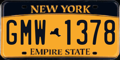 NY license plate GMW1378