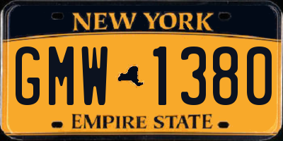 NY license plate GMW1380