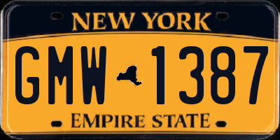 NY license plate GMW1387