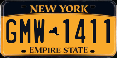 NY license plate GMW1411