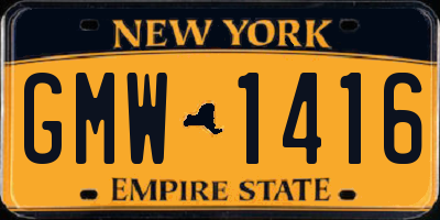 NY license plate GMW1416