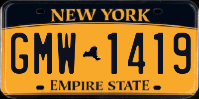 NY license plate GMW1419