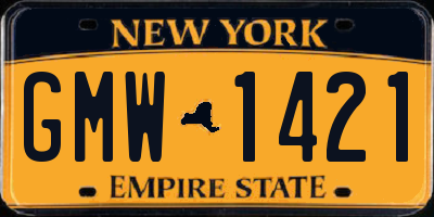 NY license plate GMW1421