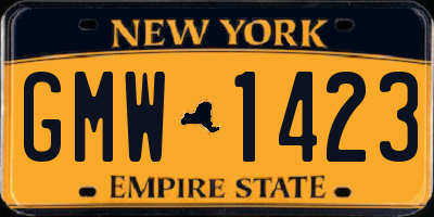 NY license plate GMW1423