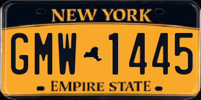 NY license plate GMW1445