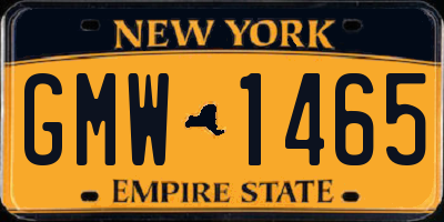 NY license plate GMW1465