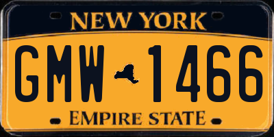 NY license plate GMW1466