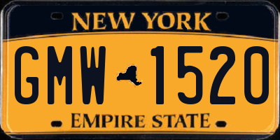NY license plate GMW1520