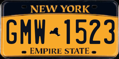 NY license plate GMW1523
