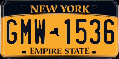 NY license plate GMW1536