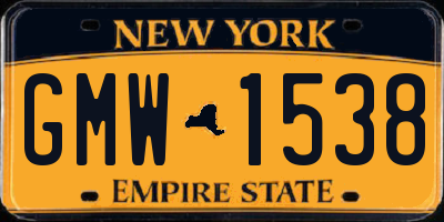 NY license plate GMW1538