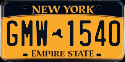 NY license plate GMW1540