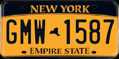 NY license plate GMW1587