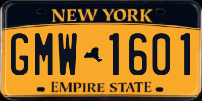 NY license plate GMW1601
