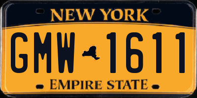 NY license plate GMW1611