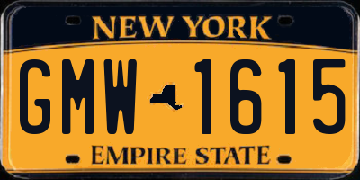 NY license plate GMW1615