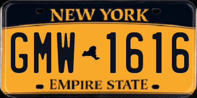 NY license plate GMW1616