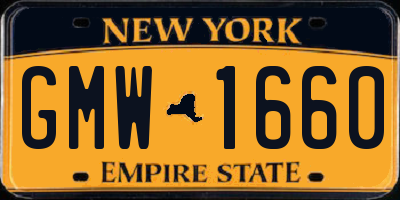 NY license plate GMW1660