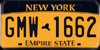NY license plate GMW1662