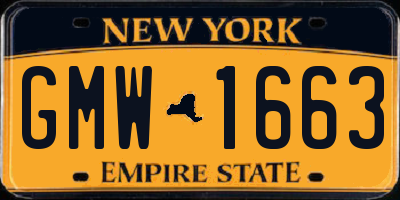 NY license plate GMW1663