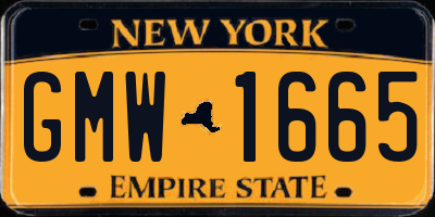 NY license plate GMW1665