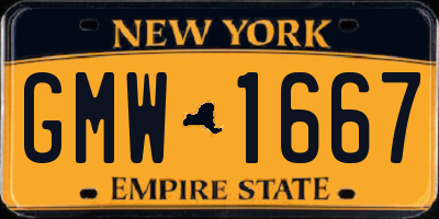 NY license plate GMW1667