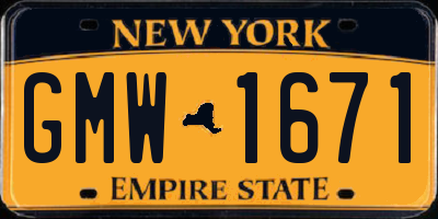 NY license plate GMW1671