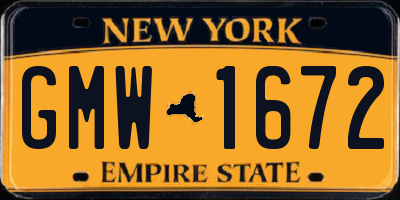 NY license plate GMW1672
