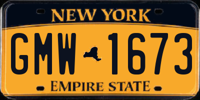 NY license plate GMW1673