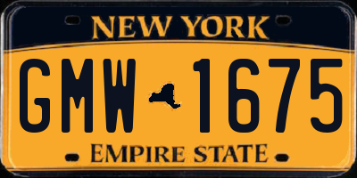 NY license plate GMW1675