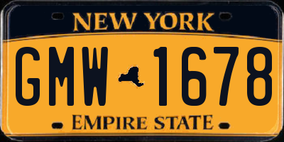 NY license plate GMW1678
