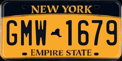 NY license plate GMW1679